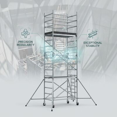 quality Double Width 1.35m Aluminium Scaffold Tower 450kg Heavy Duty Platform Industrial Grade Construction Access System CE factory